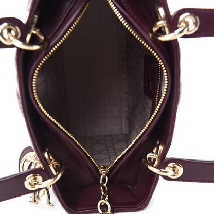 Christian Dior Lambskin Cannage Medium Lady Dior Burgundy 5 of 11