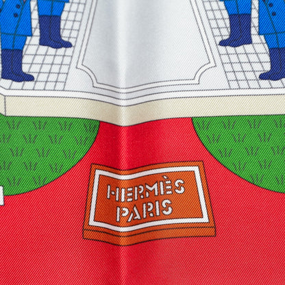 Hermes Silk La Maizeon des Carrés Scarf 90 Rouge Blanc Vert 4 of 8