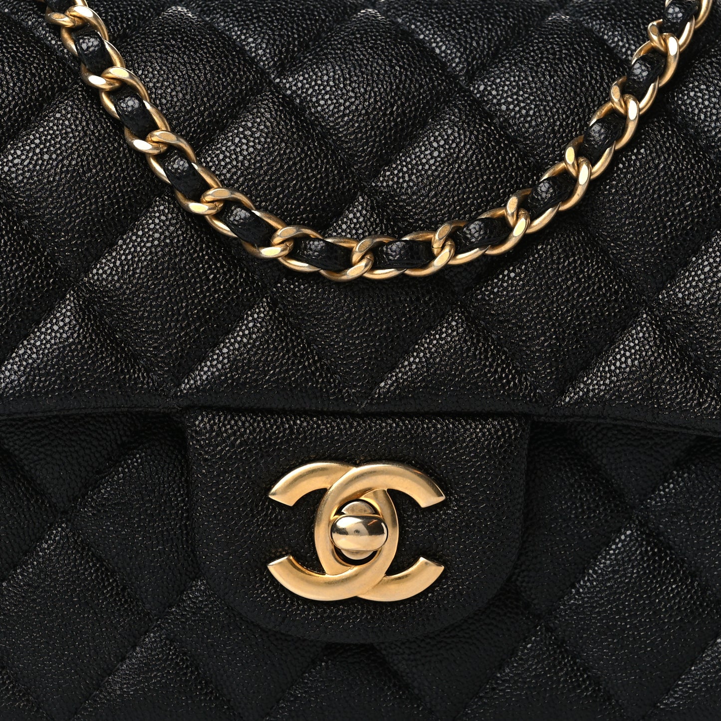 Caviar Quilted Mini Top Handle Rectangular Flap Black
