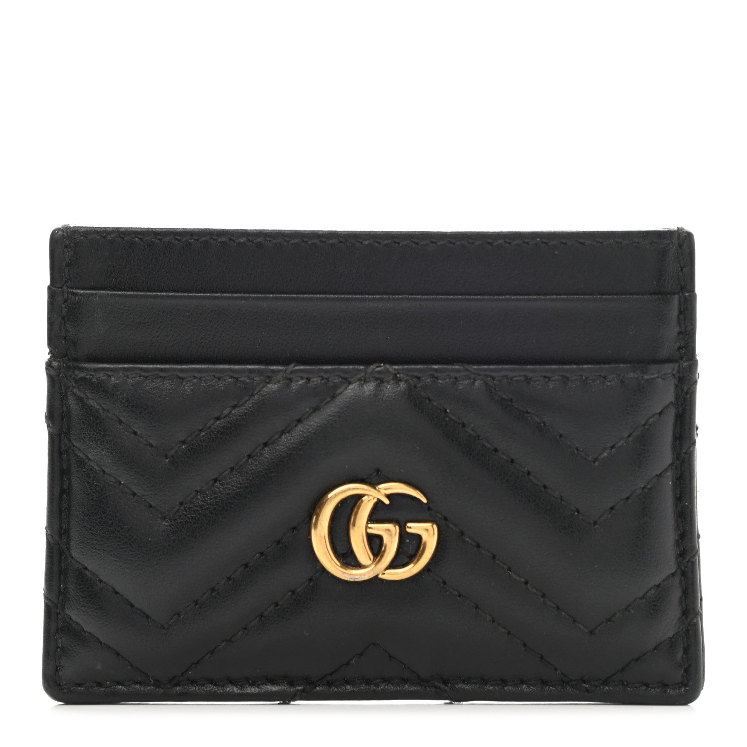 Gucci Calfskin Matelasse GG Marmont Card Holder Black 1 of 6