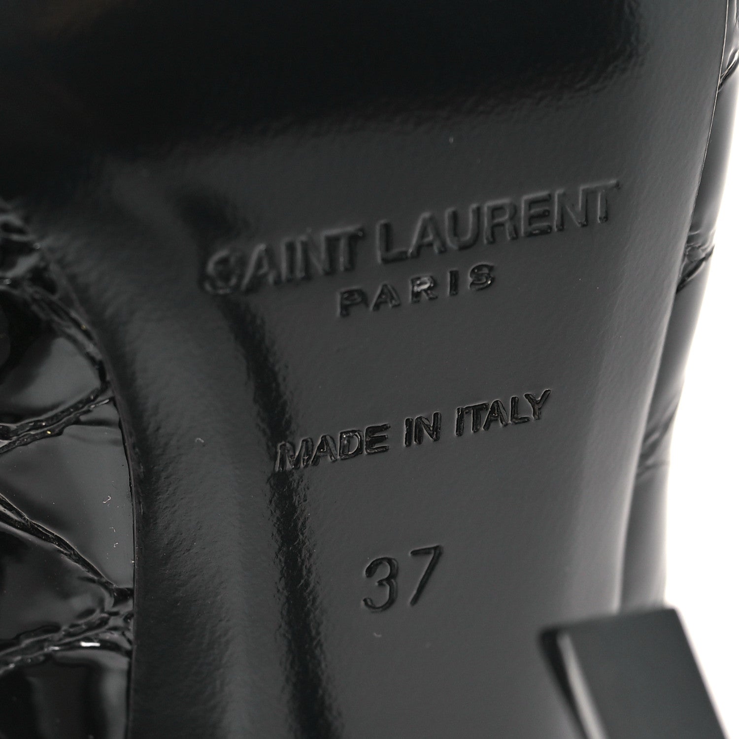 Saint Laurent Patent Crocodile Embossed Opyum 110 Slingback Pumps 37 Black 7 of 10