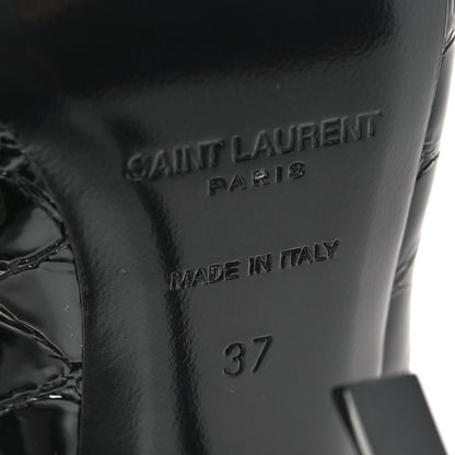 Saint Laurent Patent Crocodile Embossed Opyum 110 Slingback Pumps 37 Black 7 of 10