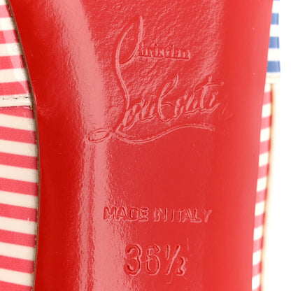 Christian Louboutin Patent Stripes Marine Alta 120 Pumps 36.5 Multicolor 20 of 27