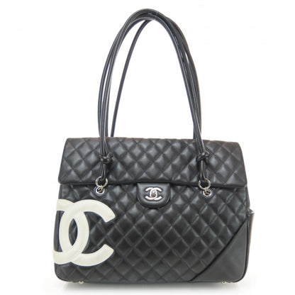 Chanel Calfskin Quilted Large Cambon Flap Black White 1 of 11