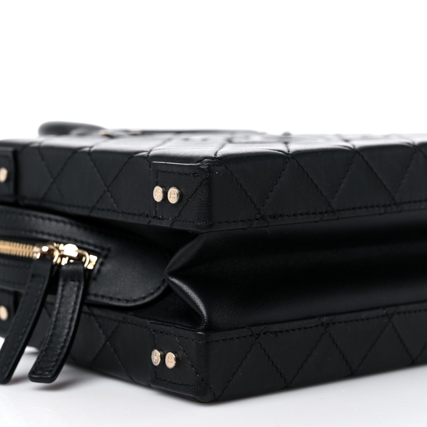 Chanel Calfskin Quilted Studded Square Vanity Case Black 8 of 10