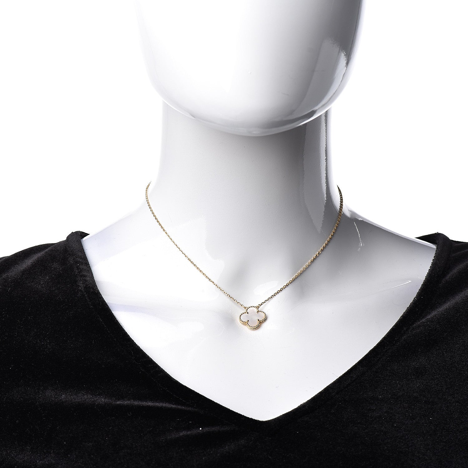 Van Cleef & Arpels 18K Yellow Gold Mother of Pearl Vintage Alhambra Pendant Necklace 2 of 7