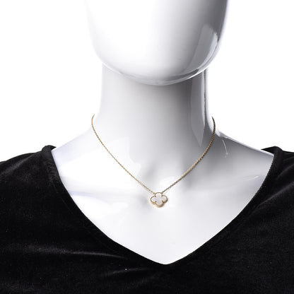 Van Cleef & Arpels 18K Yellow Gold Mother of Pearl Vintage Alhambra Pendant Necklace 2 of 7