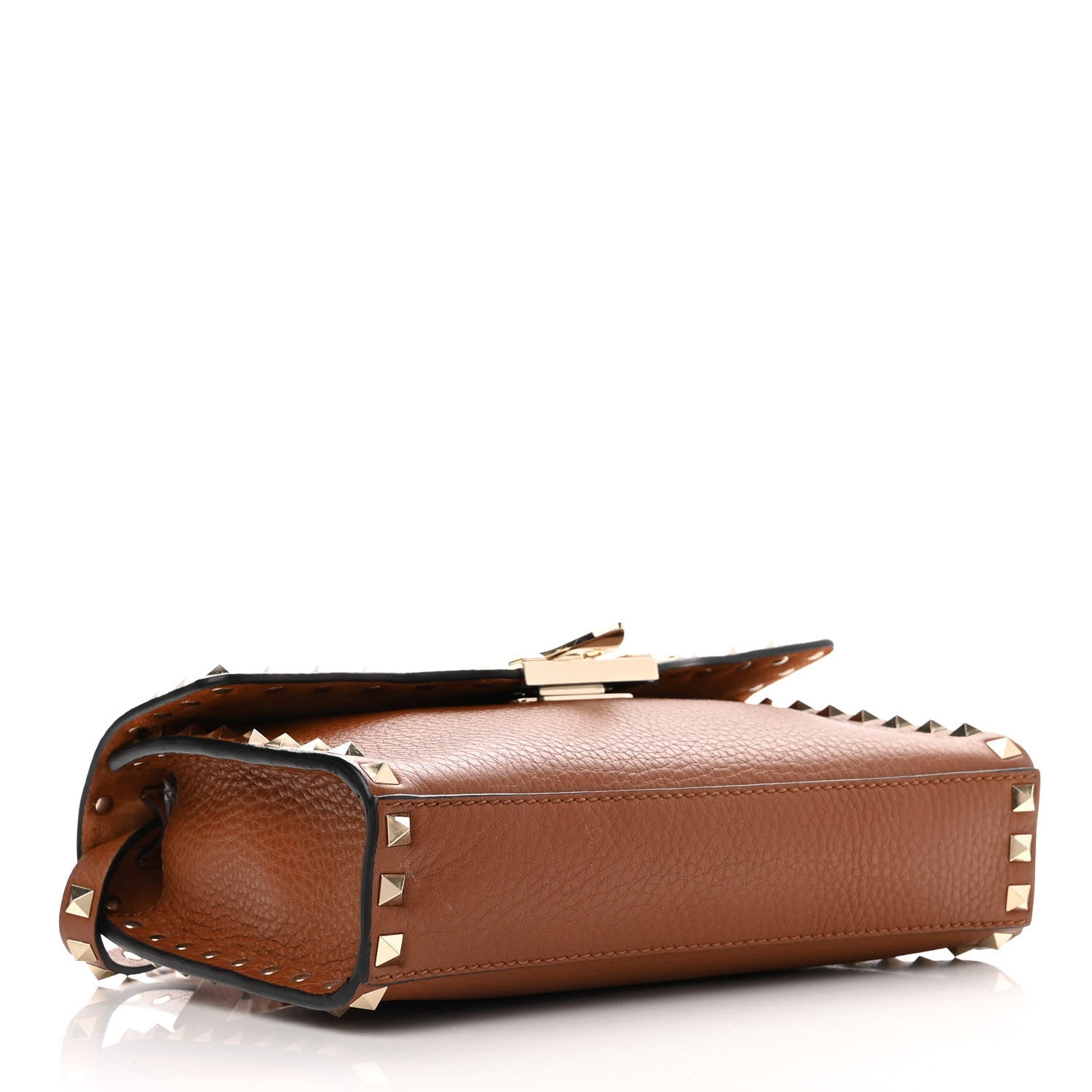 Valentino Garavani Pebbled Calfskin Medium Rockstud Flip Lock Crossbody Bag Bright Cognac 4 of 10