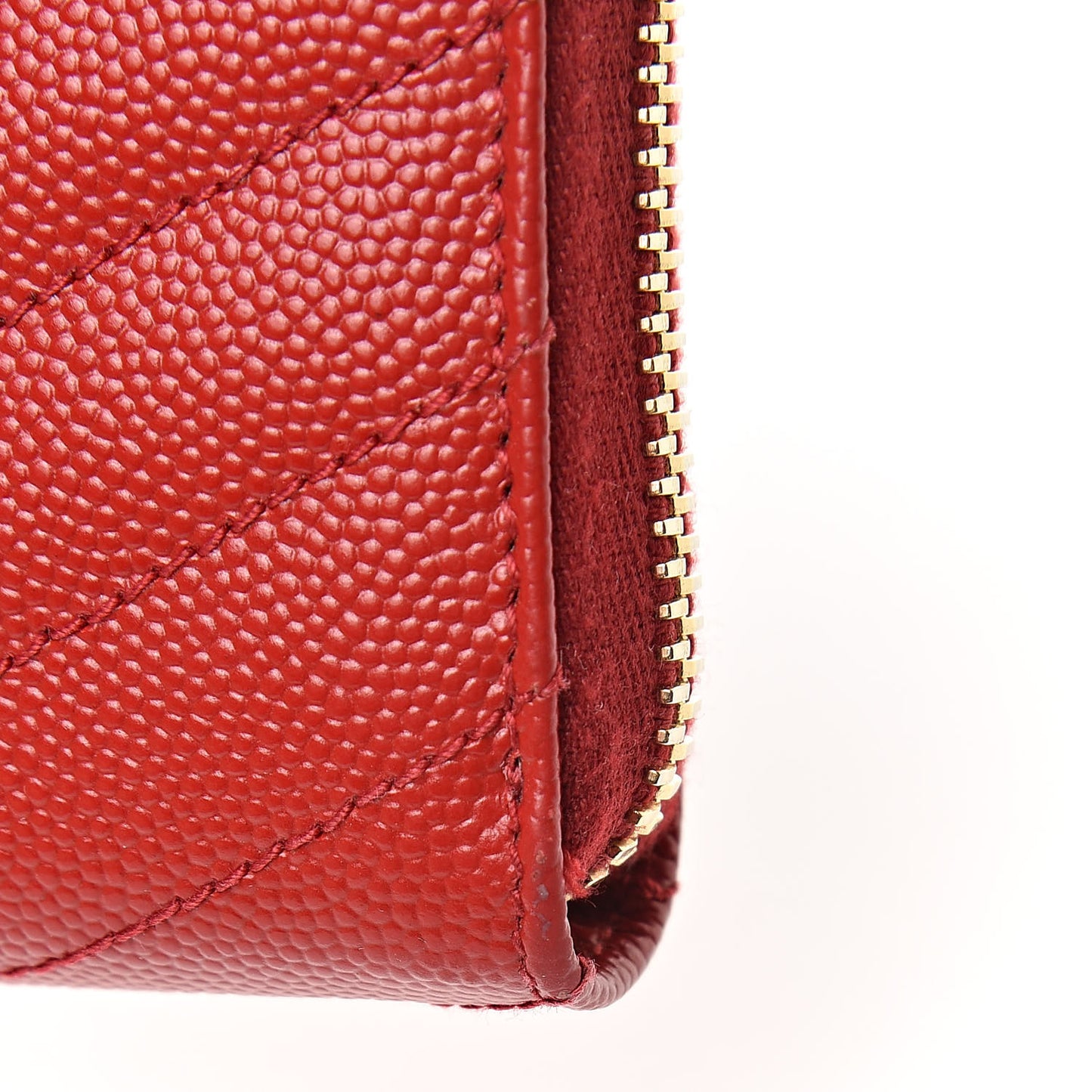 Grain De Poudre Matelasse Chevron Monogram Zip Around Wallet Lipstick Red