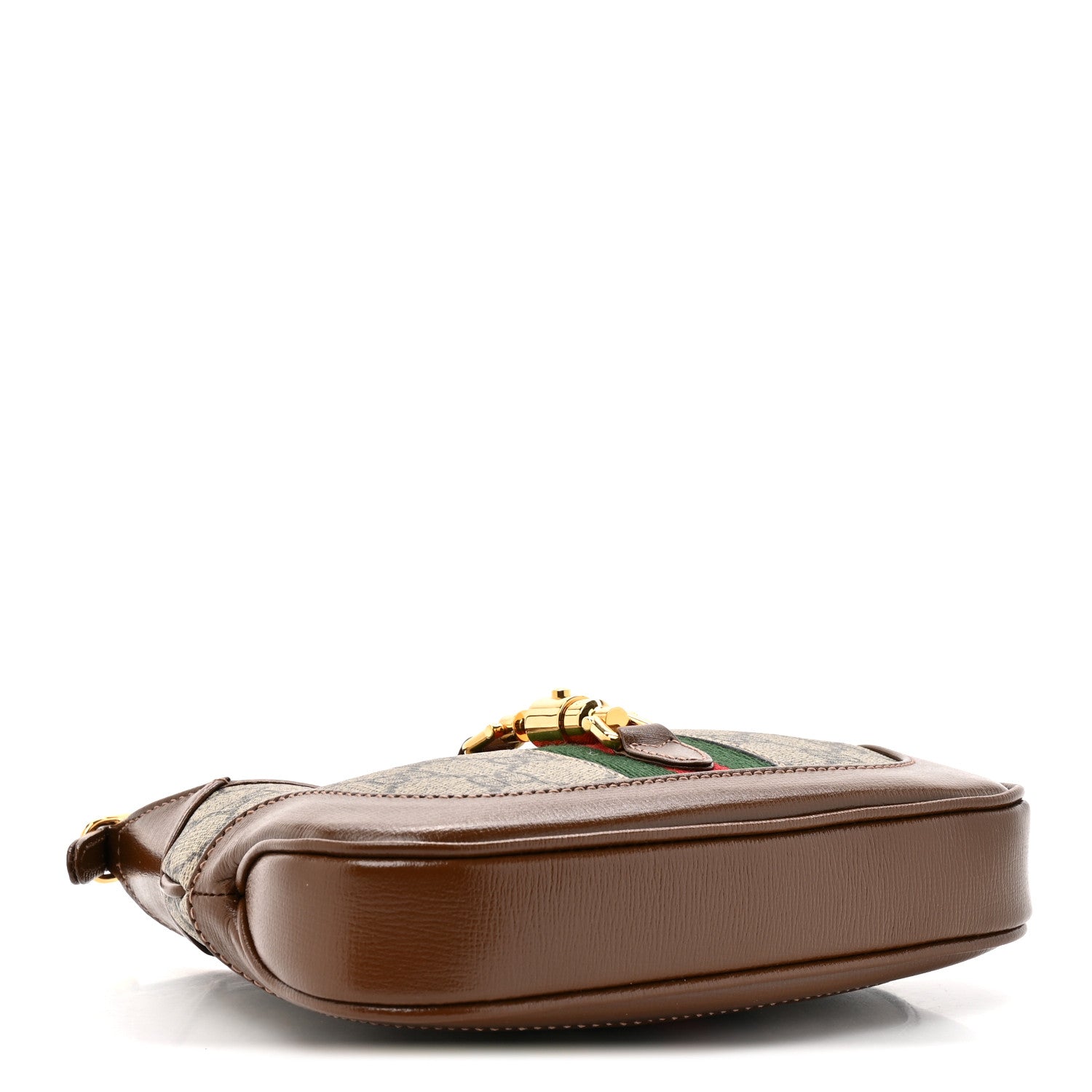Gucci GG Supreme Monogram Azalea Calfskin Web Mini Jackie 1961 Hobo Beige Ebony Brown Sugar 4 of 10