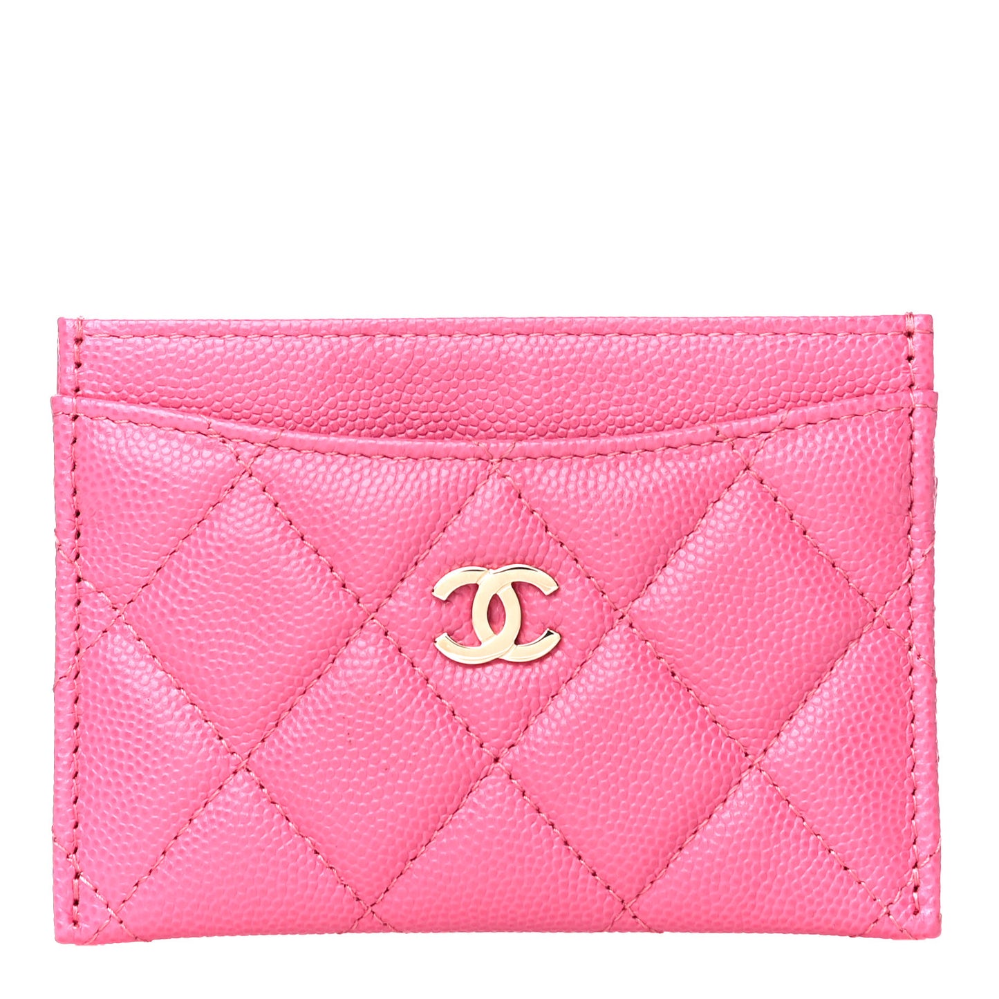 Caviar Quilted Card Holder Pink