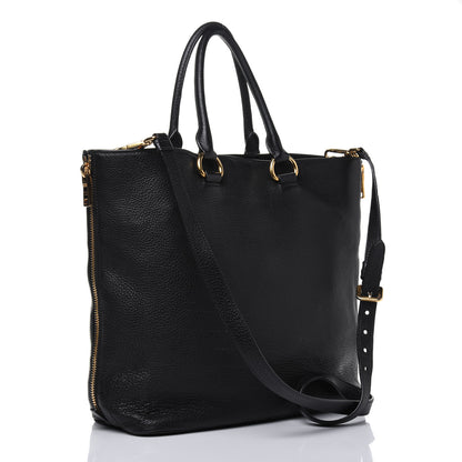 Prada Vitello Daino Side Zip Tote Black 4 of 25