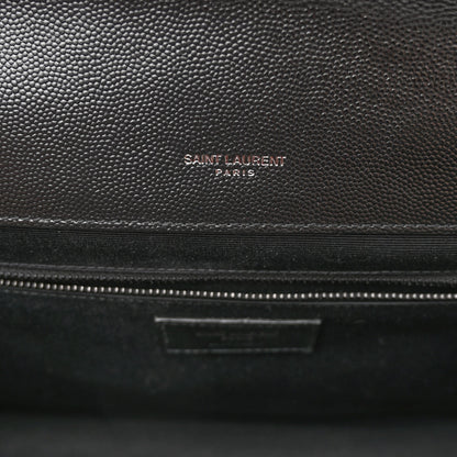 Saint Laurent Grain De Poudre Textured Mixed Matelasse Large Triquilt Monogram Monochrome Satchel Black 7 of 10