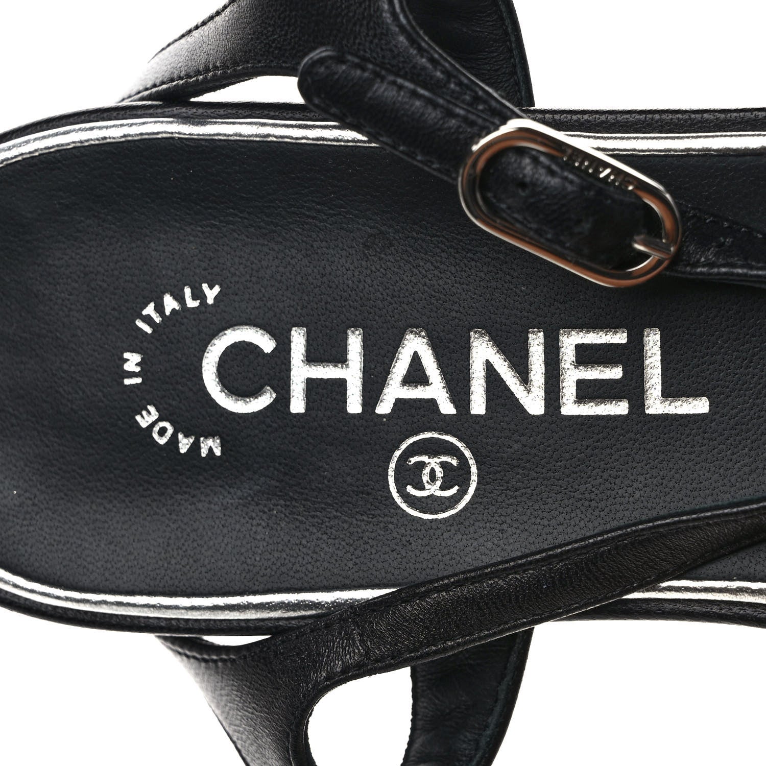 Chanel Lambskin CC Chain Thong Sandals 40 Black 7 of 8
