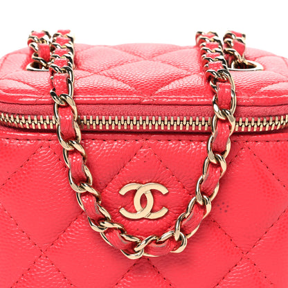 Chanel Caviar Quilted Mini Vanity Case With Chain Red 8 of 10