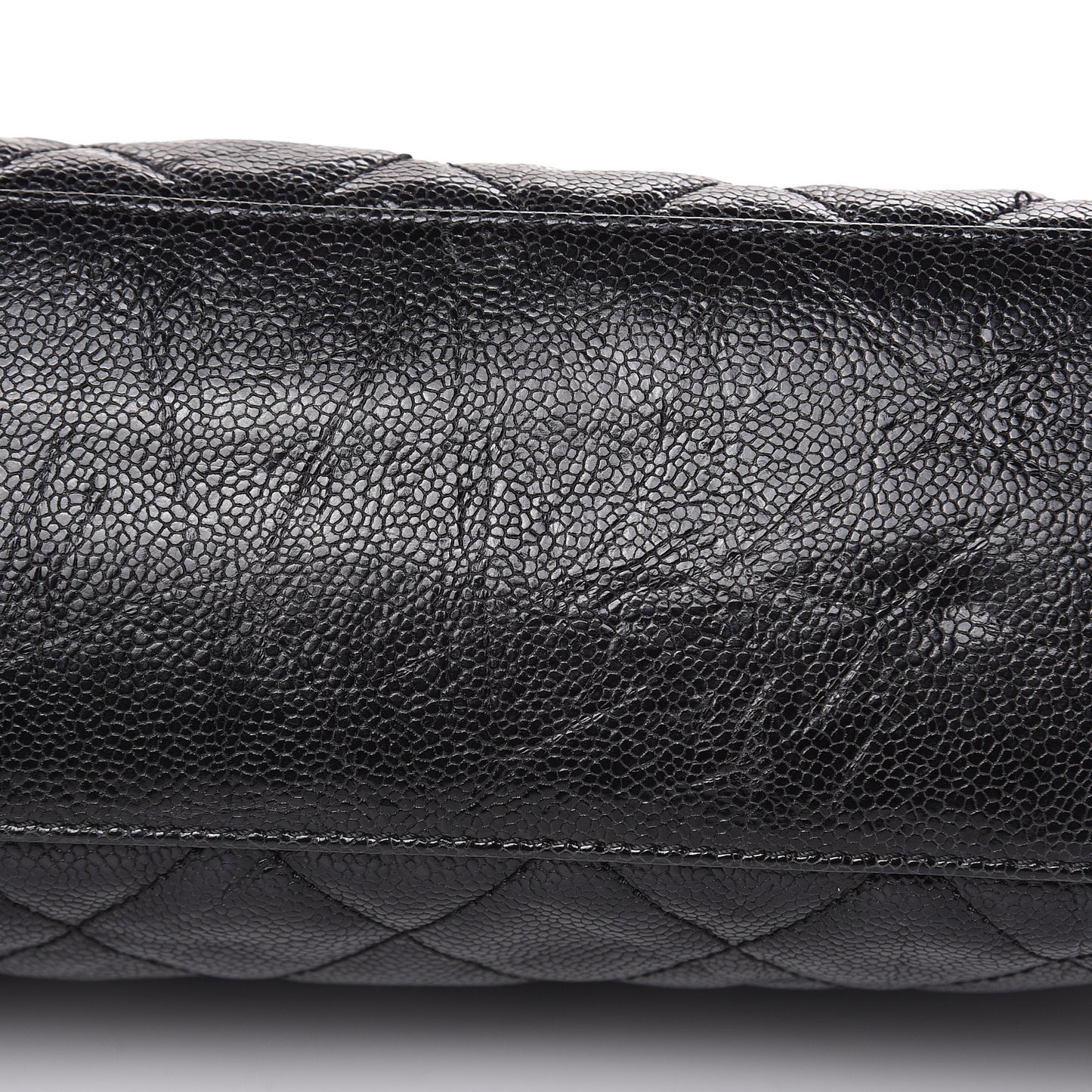 Crumpled Grained Calfskin Jumbo CC Crave Flap Black