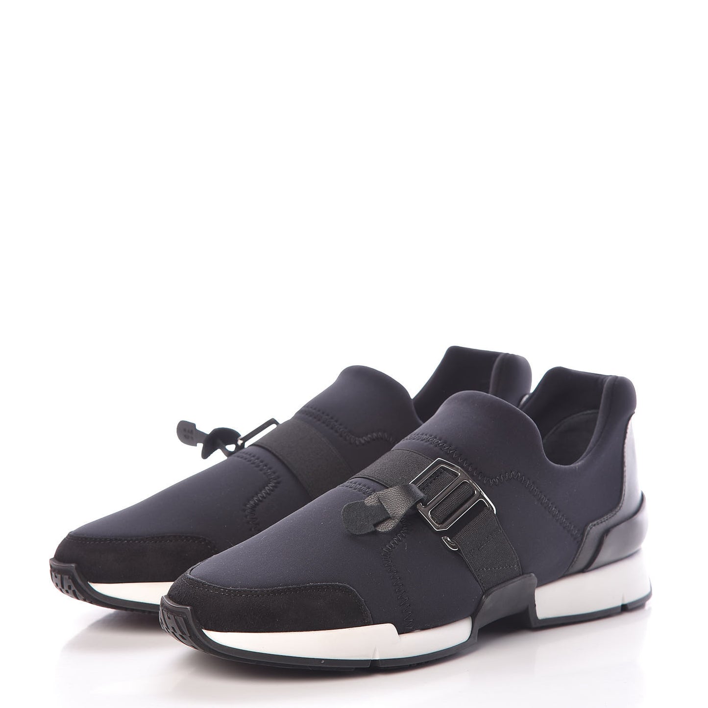 Technical Canvas Calfskin Run Sneakers 36 Black