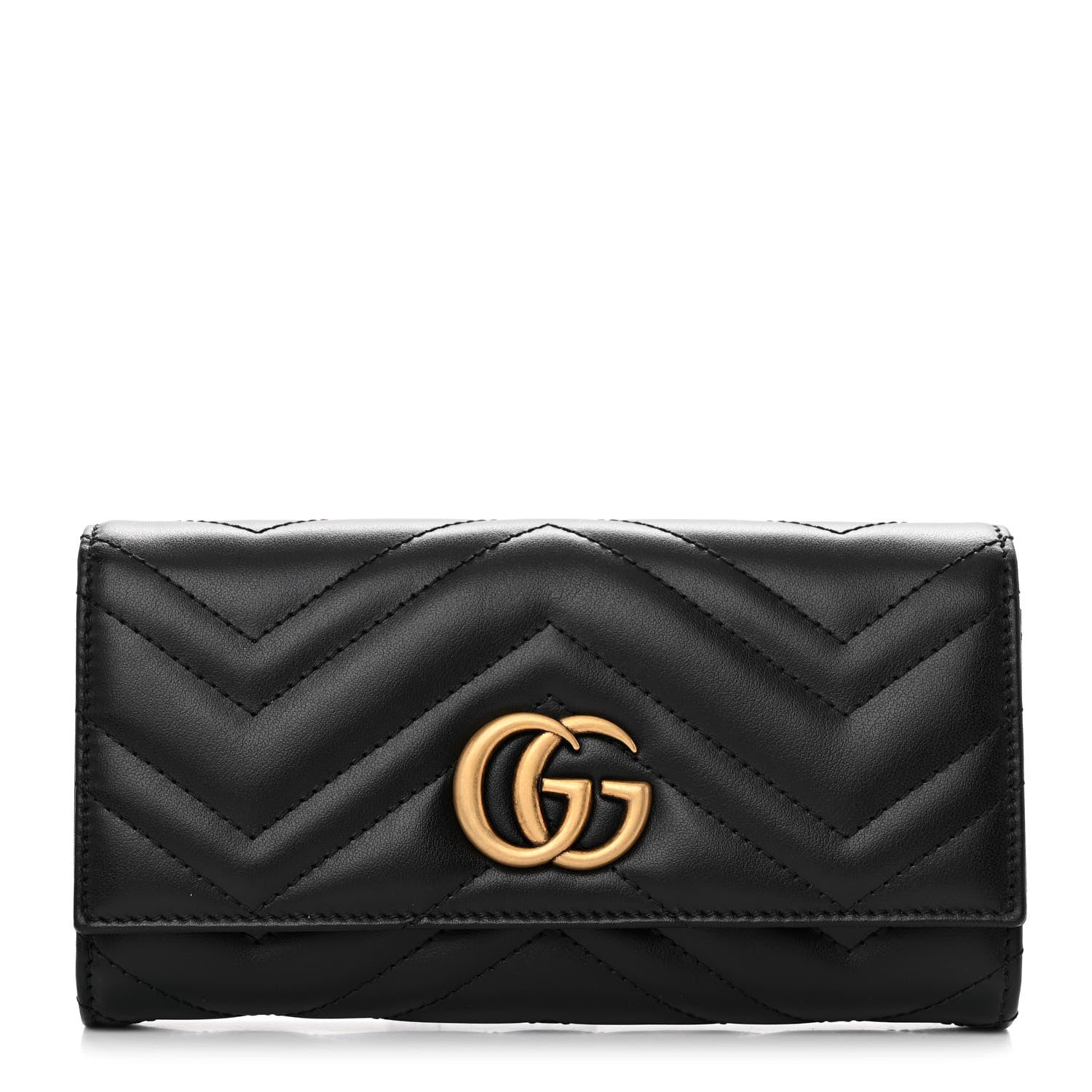 Gucci Calfskin Matelasse GG Marmont Continental Wallet Black 1 of 8