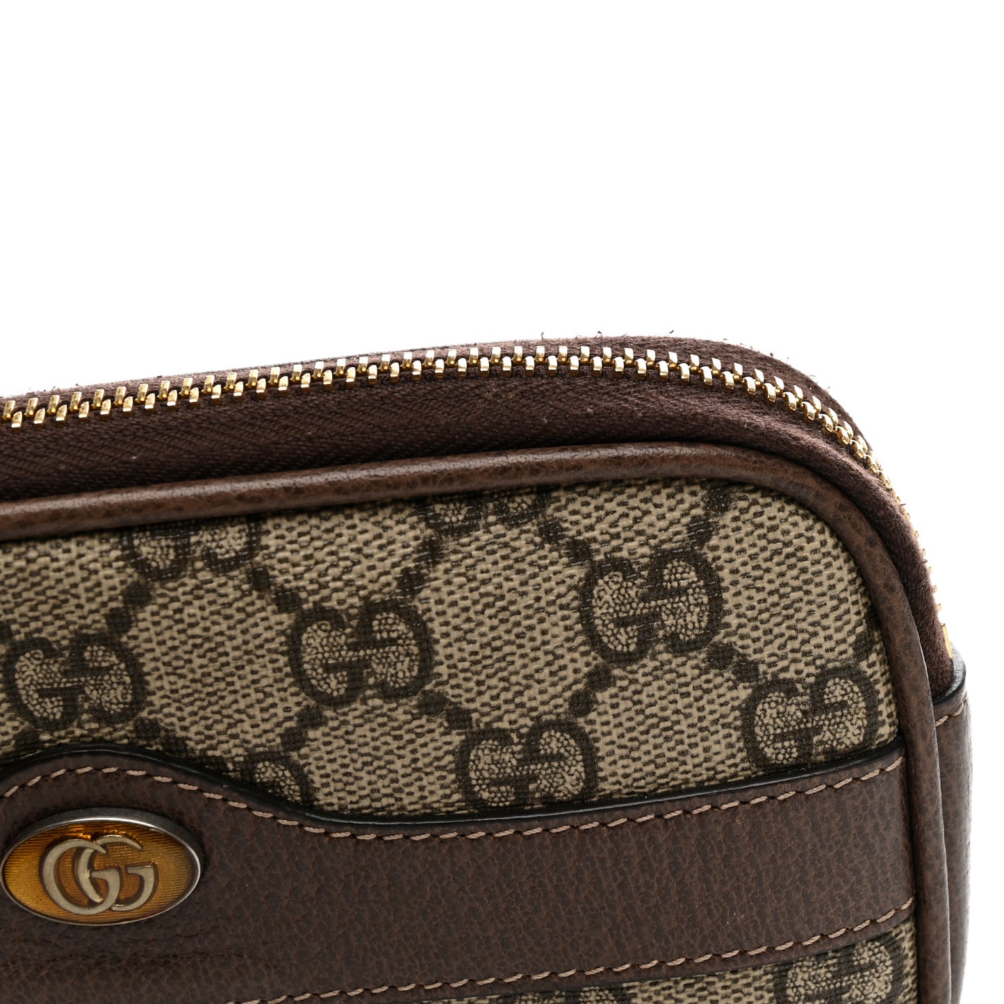 GG Supreme Monogram Ophidia Phone Case Wristlet Brown