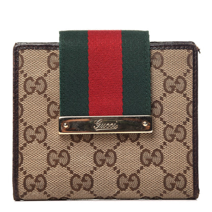 Gucci Monogram Web Ladies Web French Wallet Brown 1 of 13