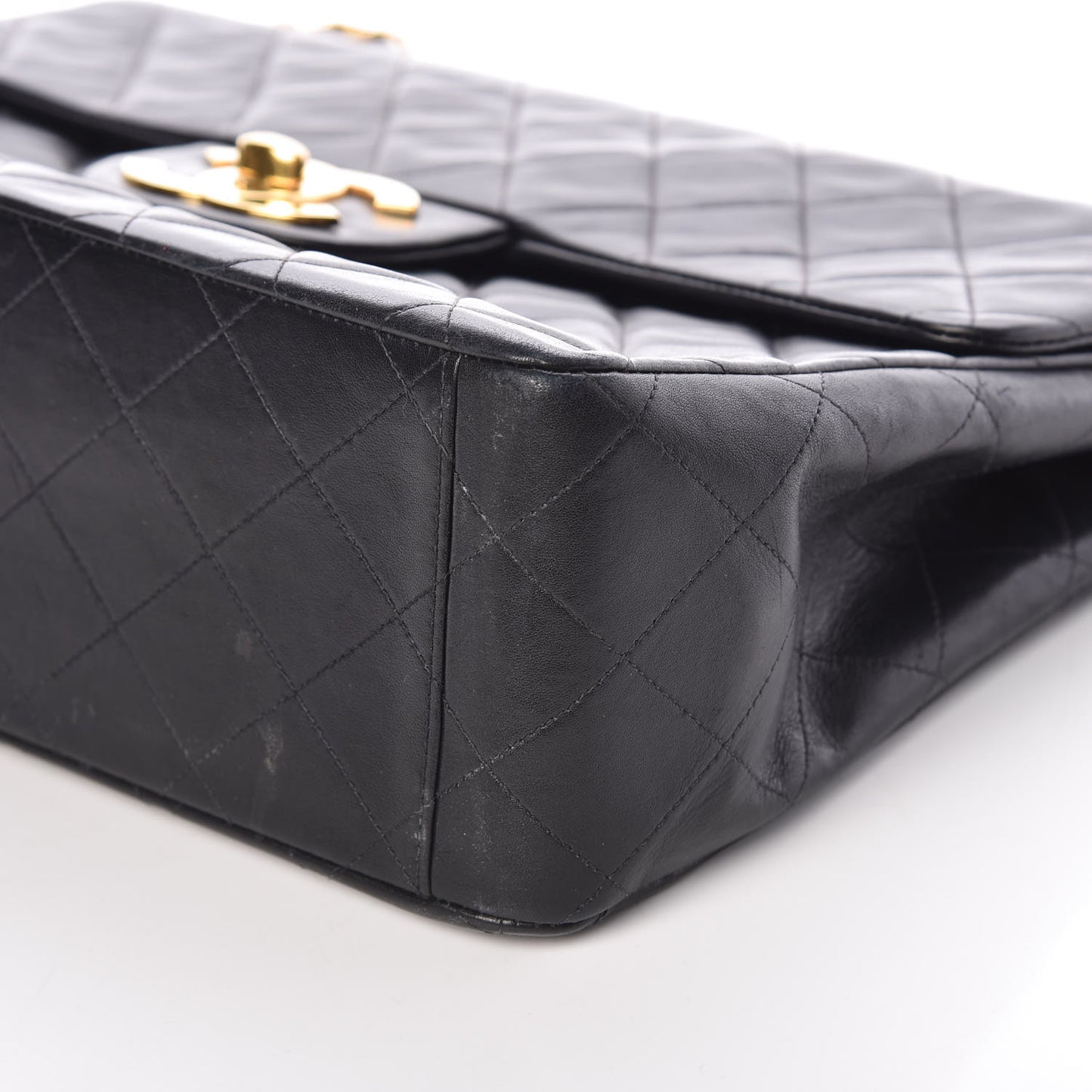 Lambskin Quilted XL Jumbo Single Flap Black