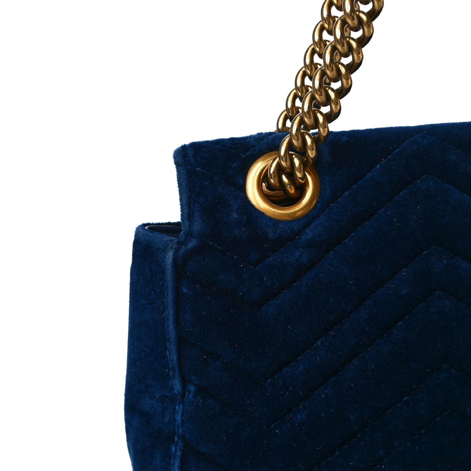 Gucci Velvet Matelasse Medium GG Marmont Shoulder Bag Cobalt Blue 16 of 24