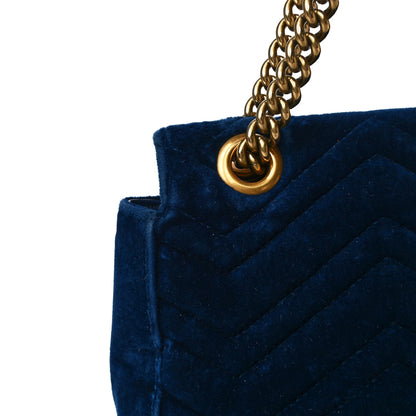 Gucci Velvet Matelasse Medium GG Marmont Shoulder Bag Cobalt Blue 16 of 24