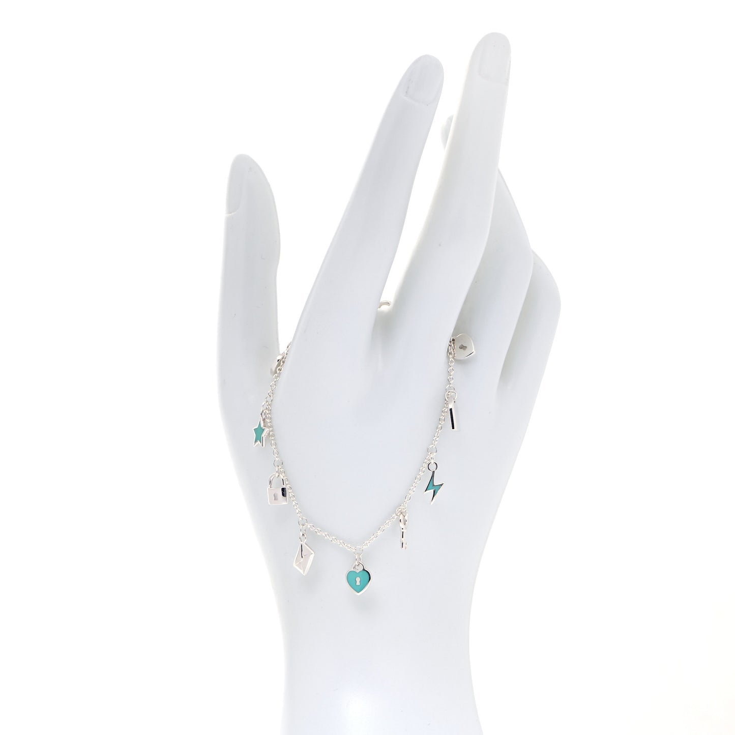 Sterling Silver Enamel Love Notes Charm Bracelet Blue