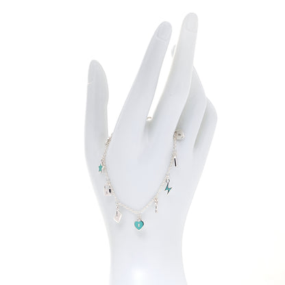Tiffany Sterling Silver Enamel Love Notes Charm Bracelet Blue 2 of 6