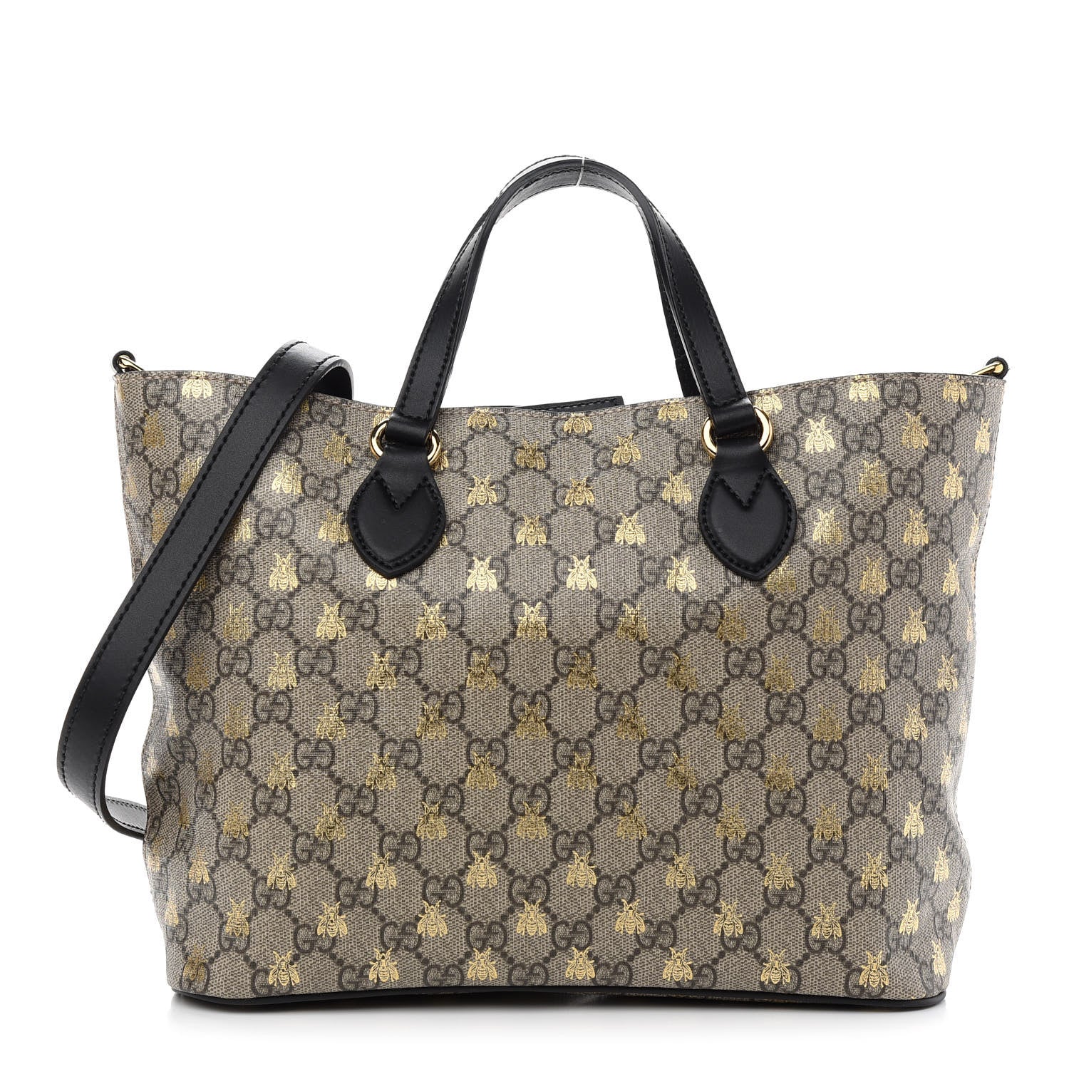 Gucci Soft GG Supreme Monogram Bees Small Crossbody Tote Beige Oro Black 1 of 10