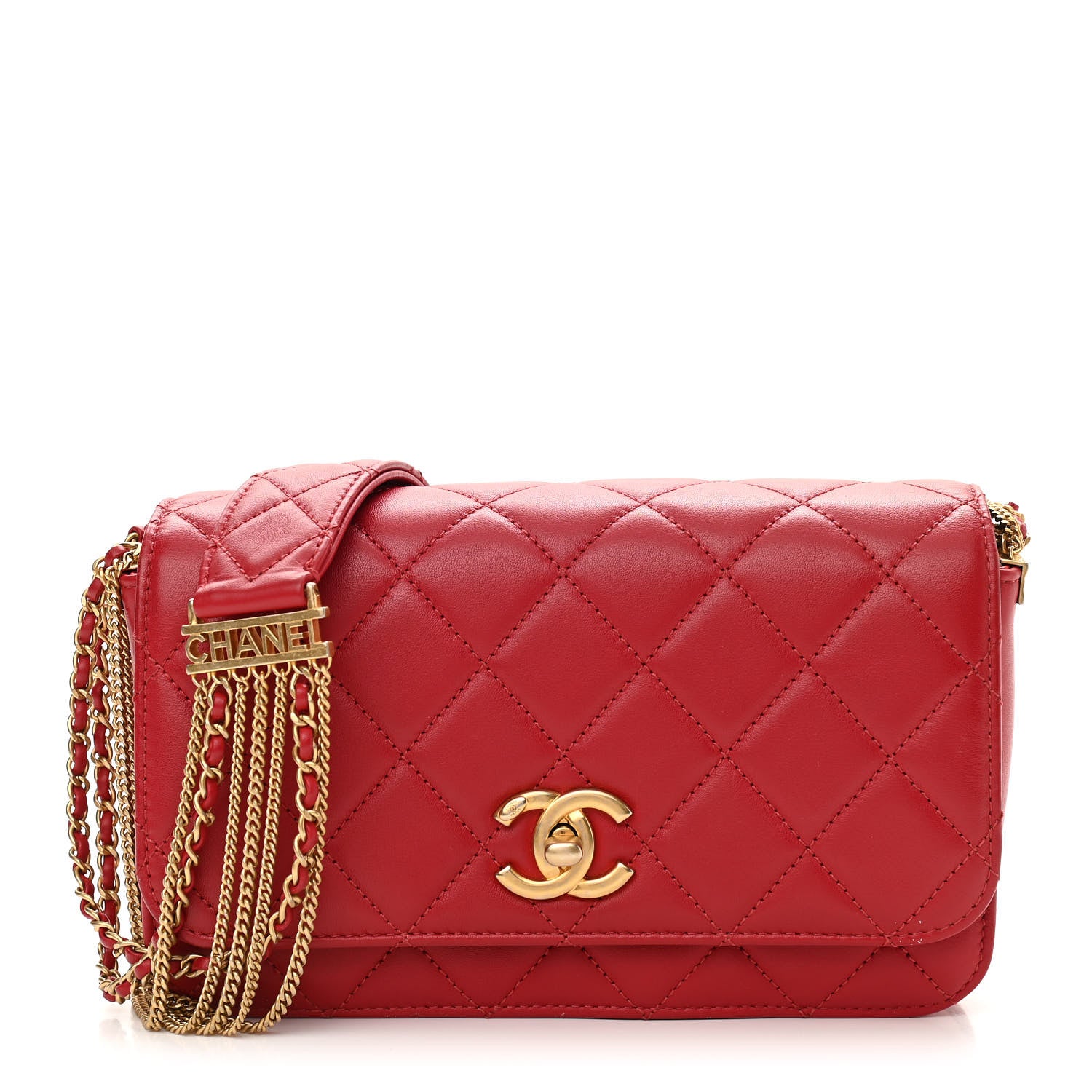 Chanel Lambskin Quilted Multiple Chain Flap Red 1 of 11