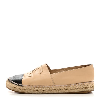 Chanel Lambskin CC Espadrilles 38 Beige Black 1 of 16