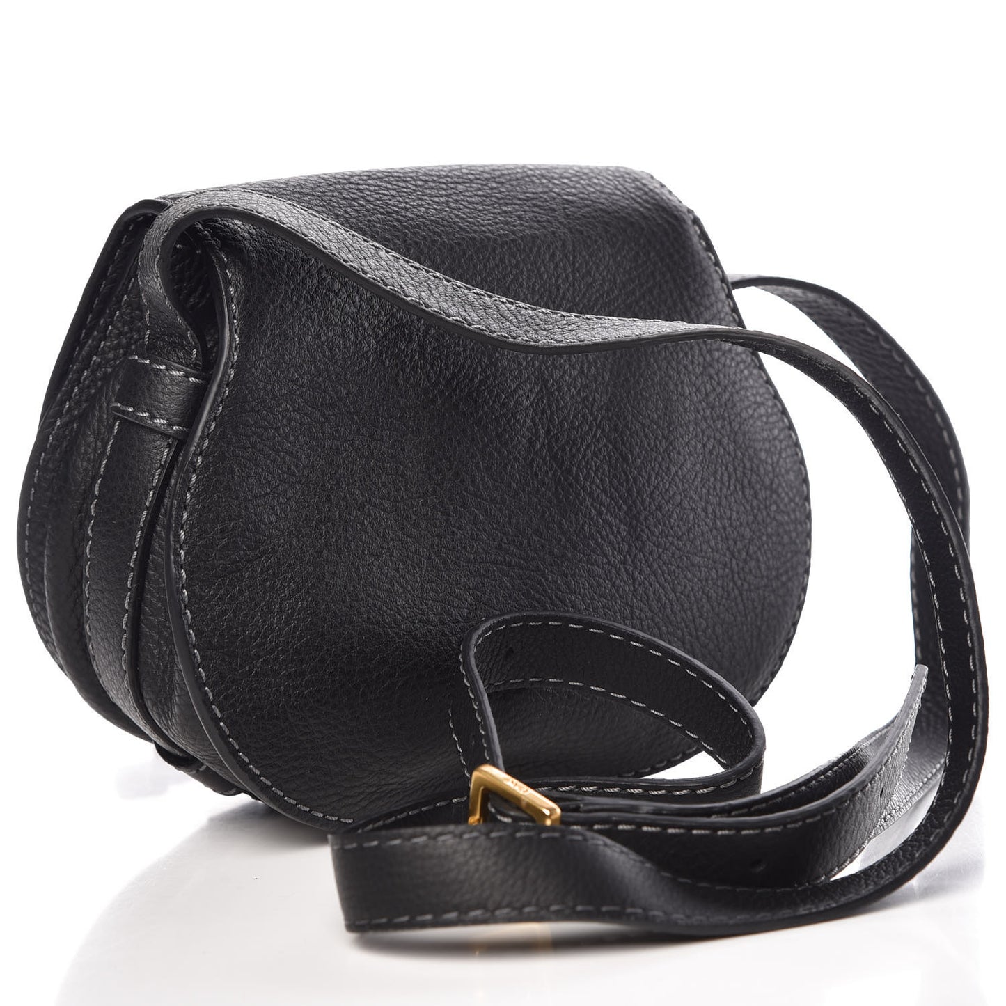 Calfskin Mini Marcie Round Crossbody Bag Black