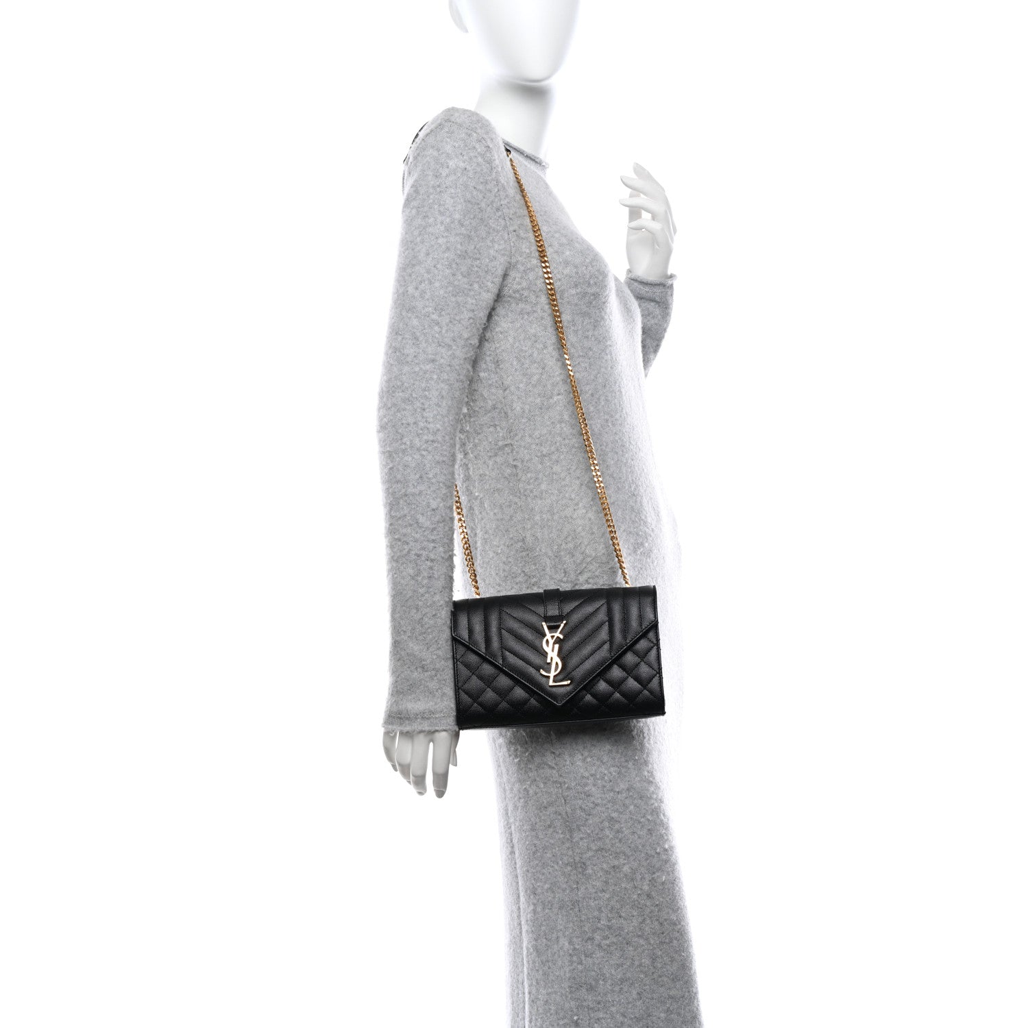 Saint Laurent Grain De Poudre Textured Mixed Matelasse Triquilt Small Monogram Satchel Black 2 of 11