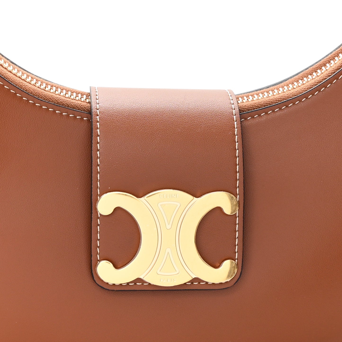 Smooth Calfskin Medium Strap Ava Triomphe Shoulder Bag Tan
