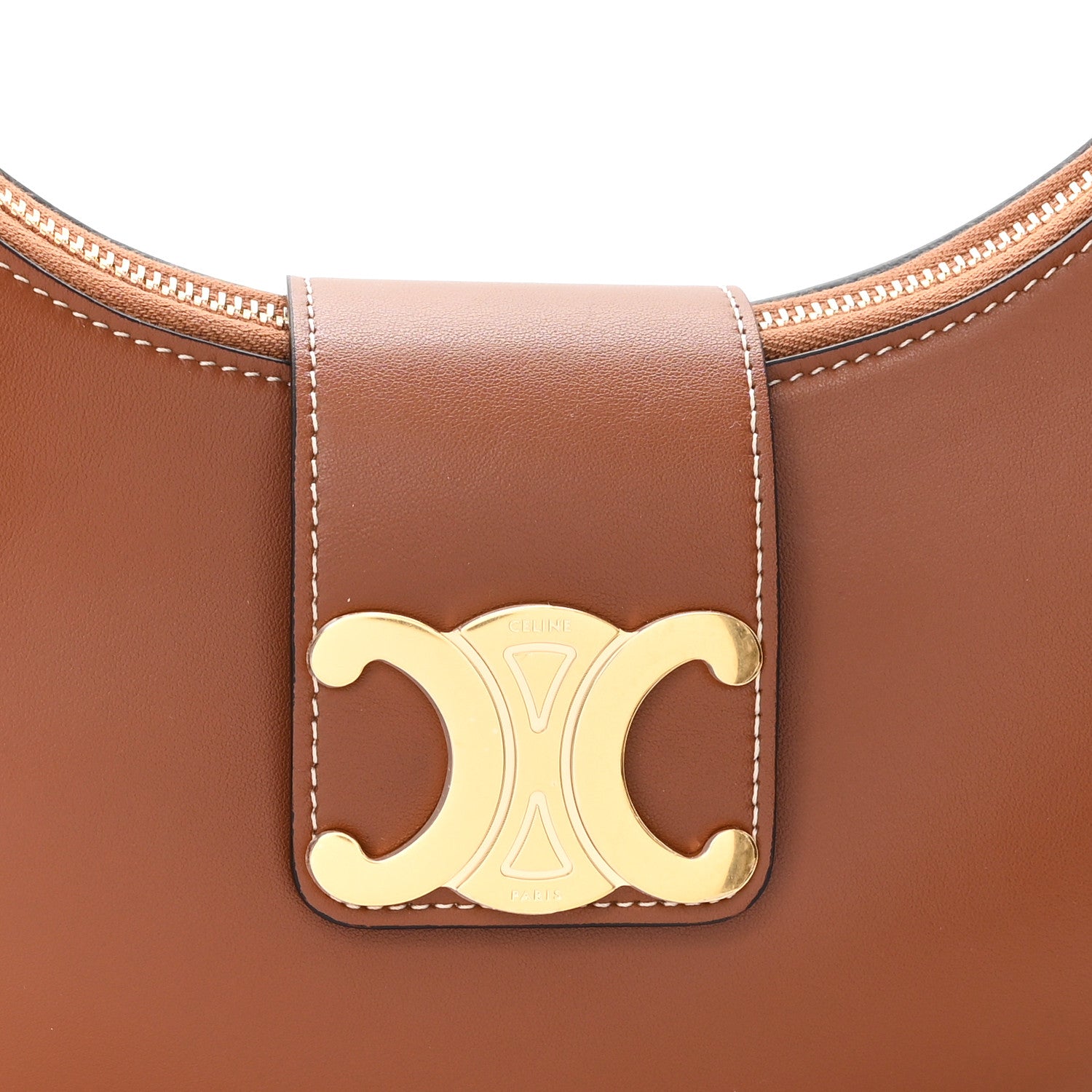 Celine Smooth Calfskin Medium Strap Ava Triomphe Shoulder Bag Tan 7 of 9