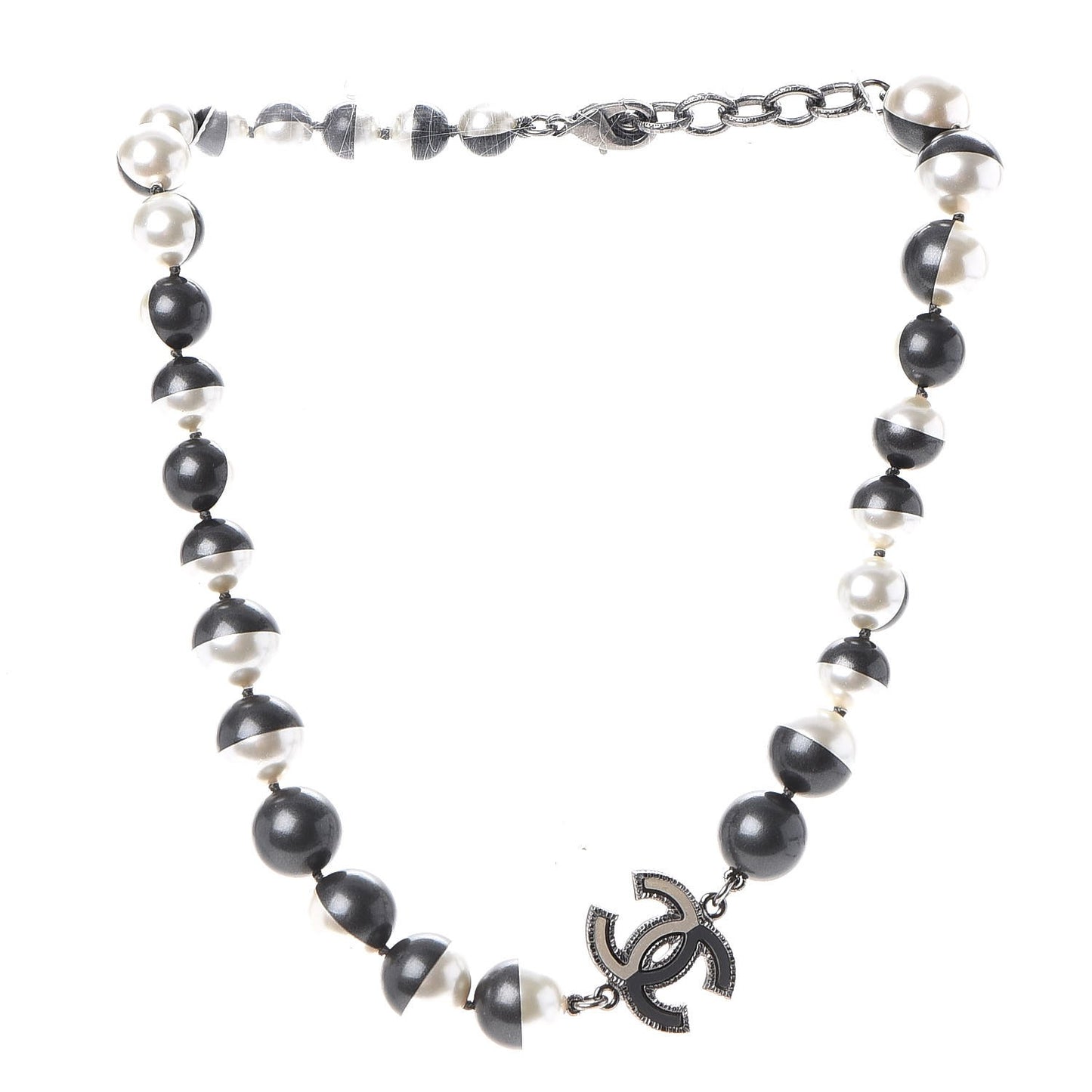 Ruthenium Resin Bead CC Choker Necklace Dark Grey