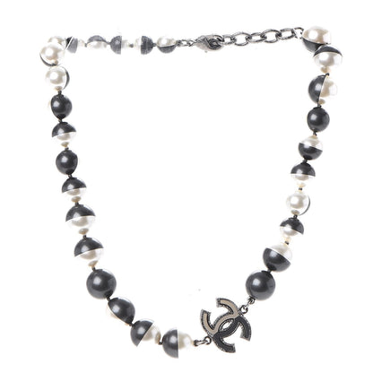 Chanel Ruthenium Resin Bead CC Choker Necklace Dark Grey 3 of 6
