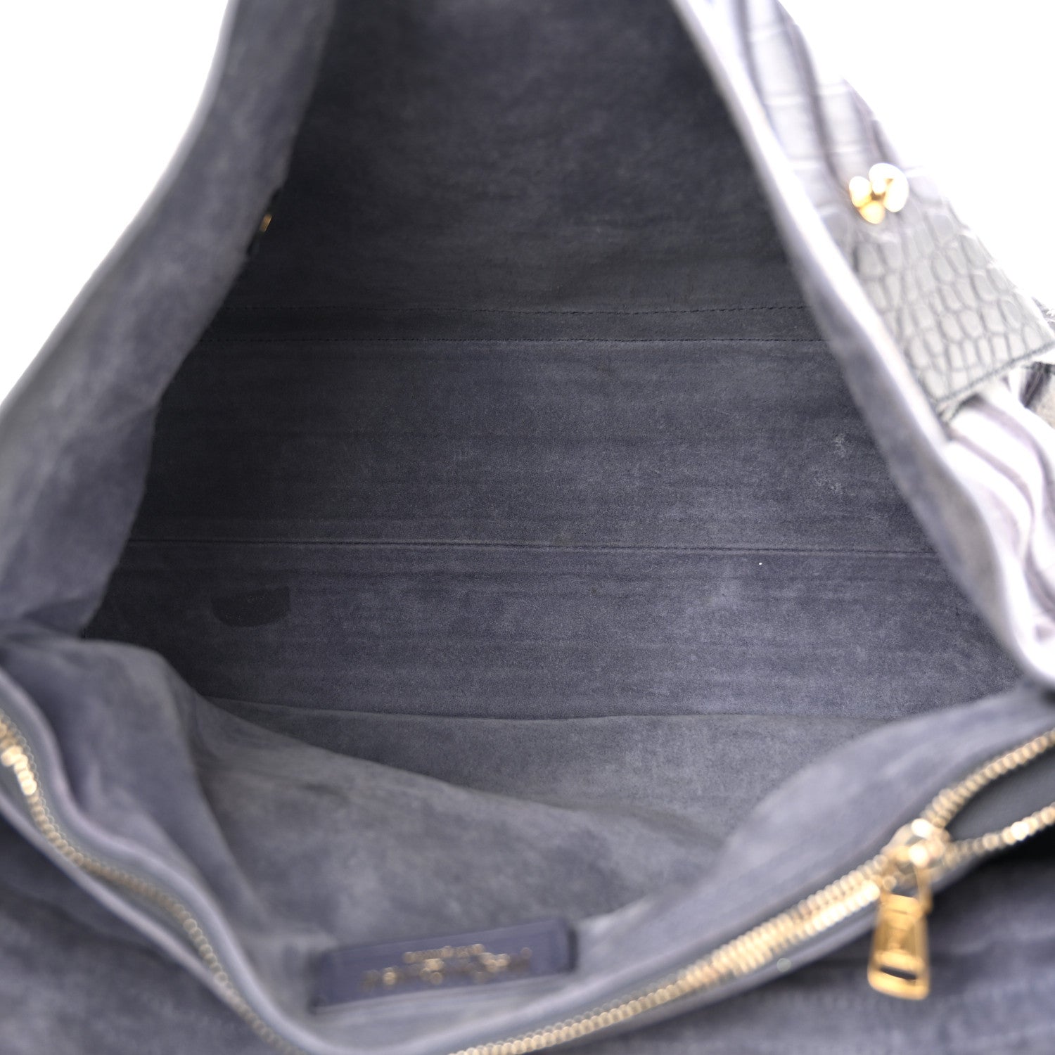 Saint Laurent Nubuck Calfskin Crocodile Embossed Large Muse Two Grey 5 of 12