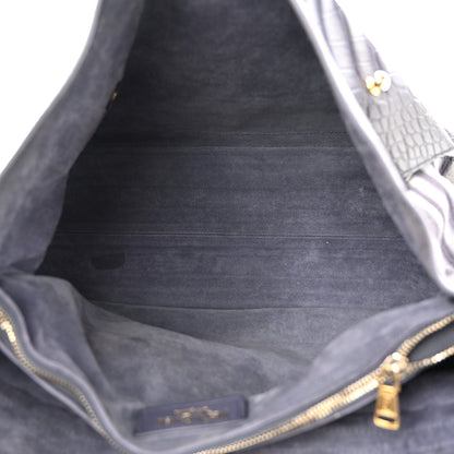 Saint Laurent Nubuck Calfskin Crocodile Embossed Large Muse Two Grey 5 of 12