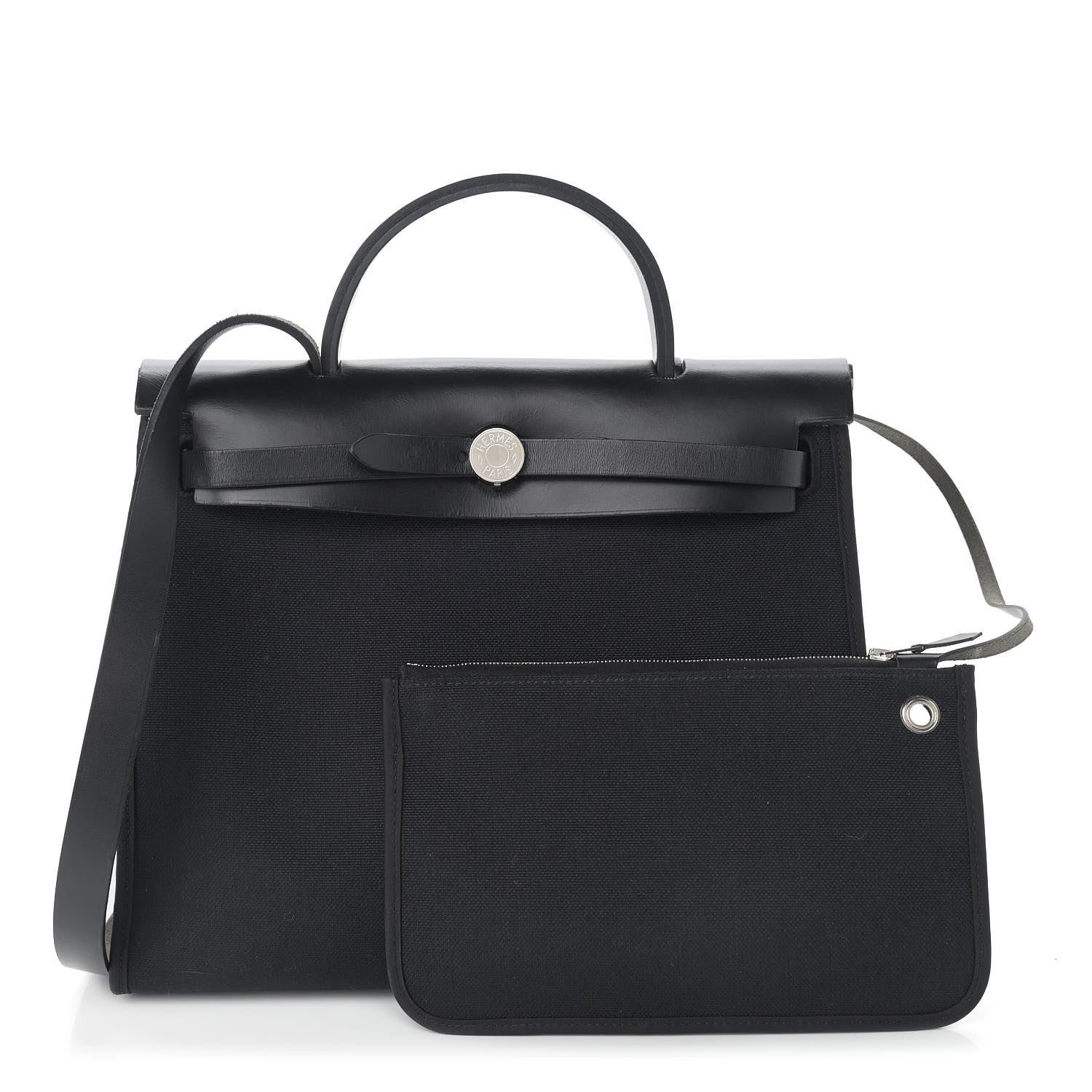 Hermes Military Toile Vache Hunter Herbag Zip PM 31 Black 1 of 11