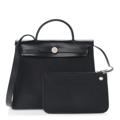 Hermes Military Toile Vache Hunter Herbag Zip PM 31 Black 1 of 11
