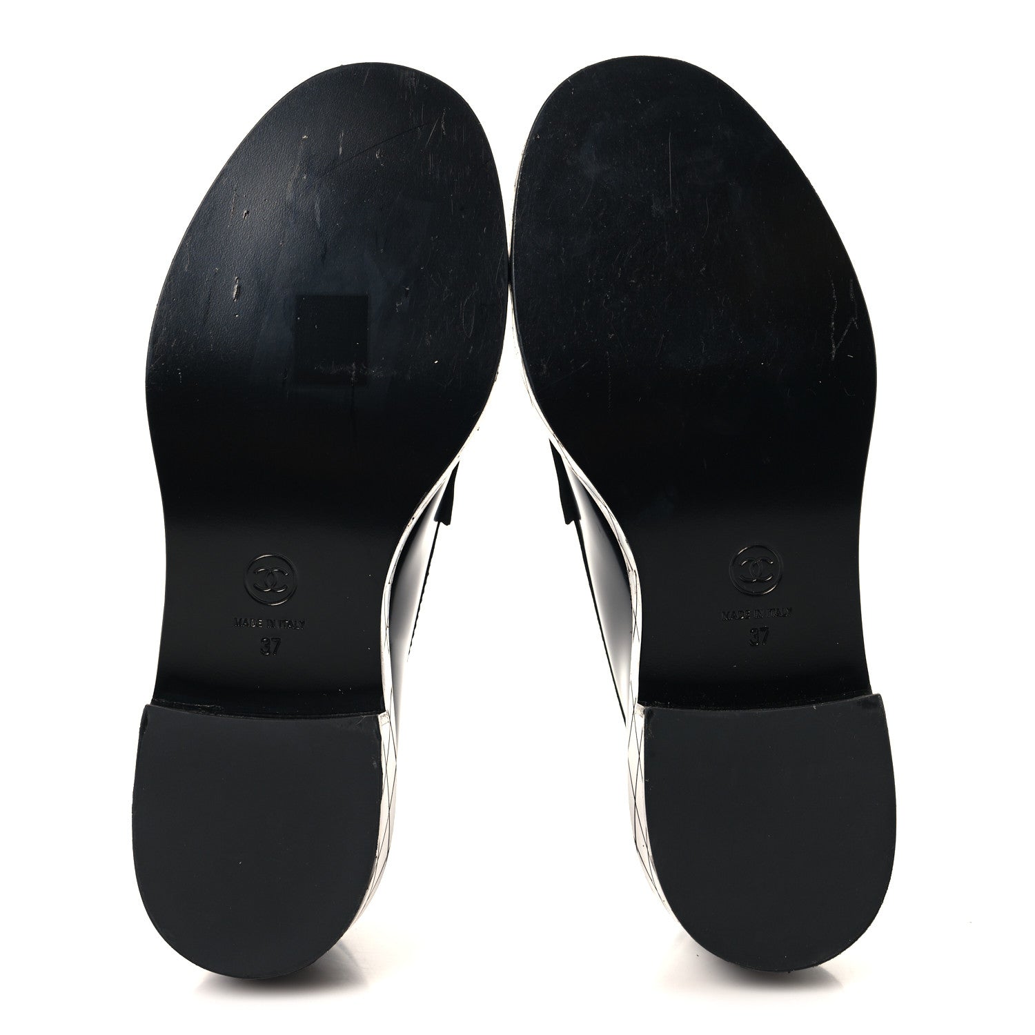 Chanel Shiny Calfskin Quilted CC Mocassin Loafers 37 Black 6 of 10