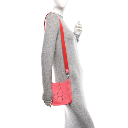 Hermes Taurillon Clemence Amazone Evelyne TPM Rose Azalee Rouge Pivoine 2 of 11