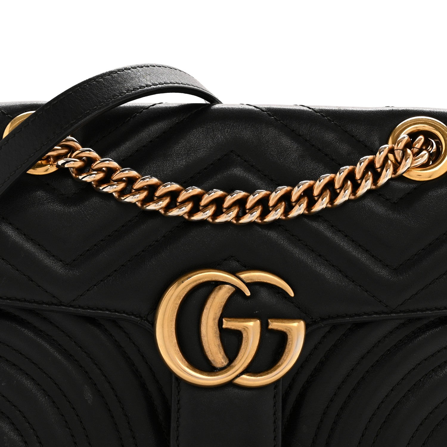 Gucci Calfskin Matelasse Mini GG Marmont Shoulder Bag Black 8 of 14