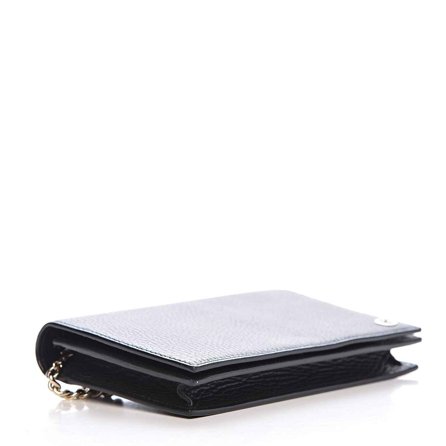 Dollar Calfskin Medium Betty Chain Wallet Black