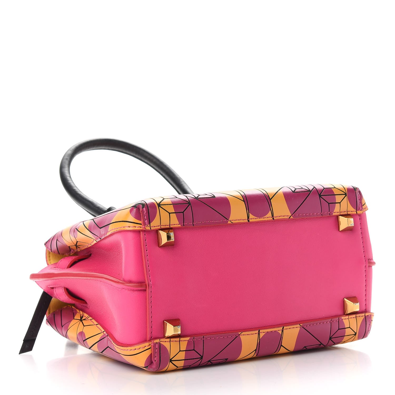 MCM Calfskin Cosmo Mini Milla Tote Yellow Pink 4 of 10