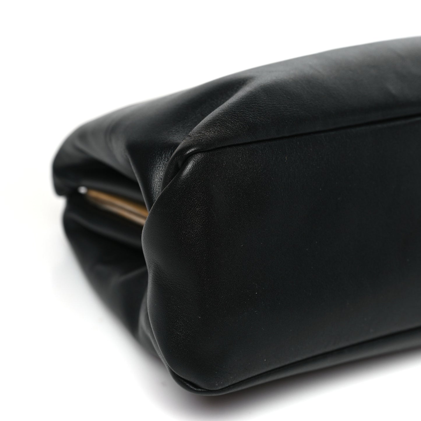 Calfskin Pleated French Lock Clutch Black