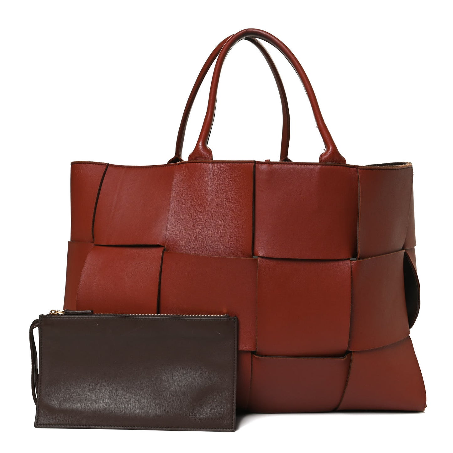 Nappa Maxi Intrecciato Mens Arco Tote Red Brown