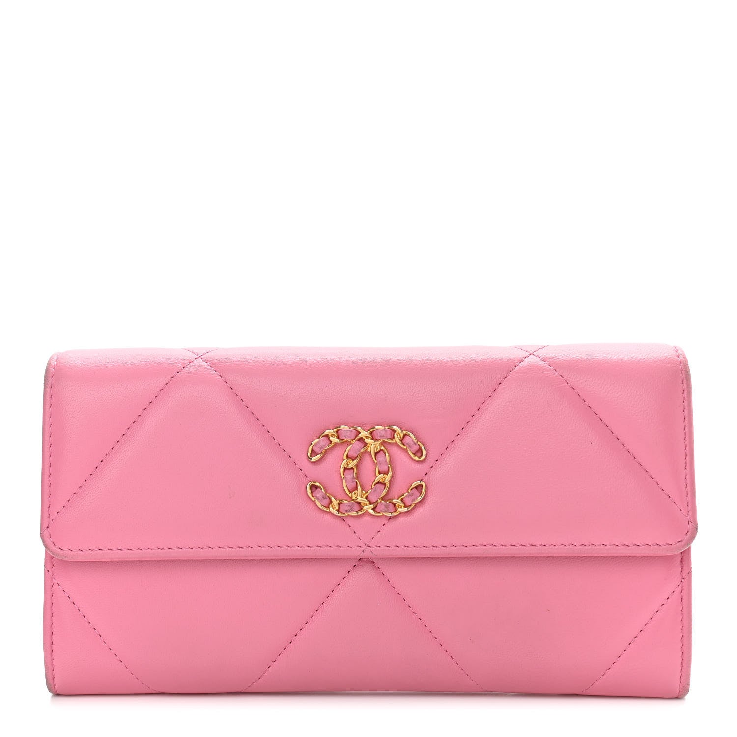 Chanel Lambskin Quilted Chanel 19 Flap Wallet Pink 1 of 11
